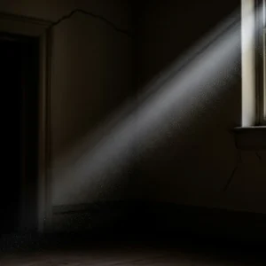 Dust motes in moonlight, suggesting a ghostly presence.