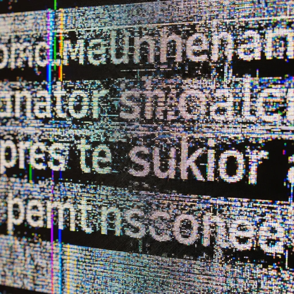 Distorted digital text, symbolizing the ephemeral nature of online news.