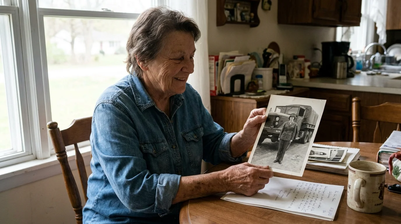 Editorial photograph illustrating: Bea Arthur: Driving Trucks and Dispatching as a Marine Corps Pioneer